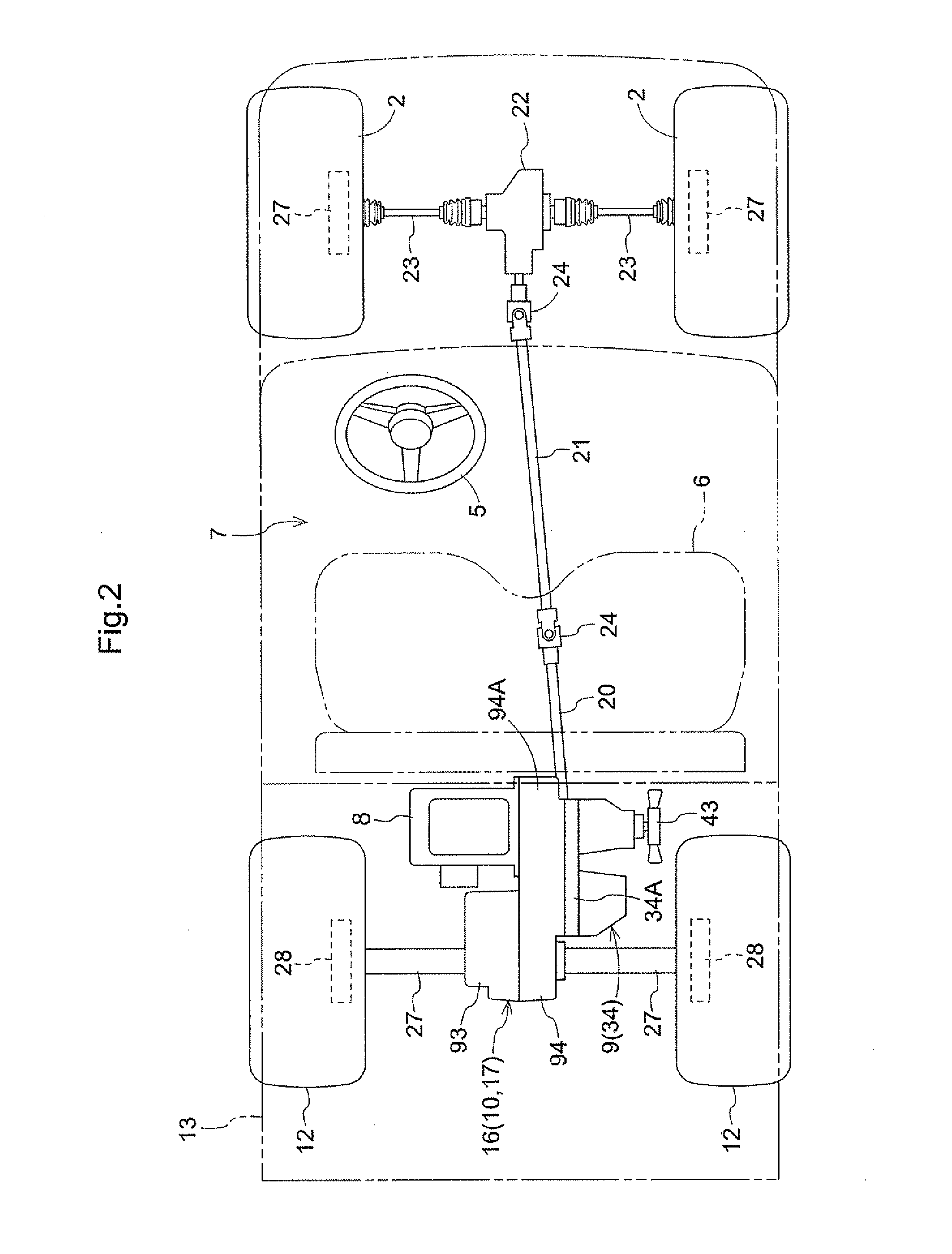 Frame structure for work vehicle