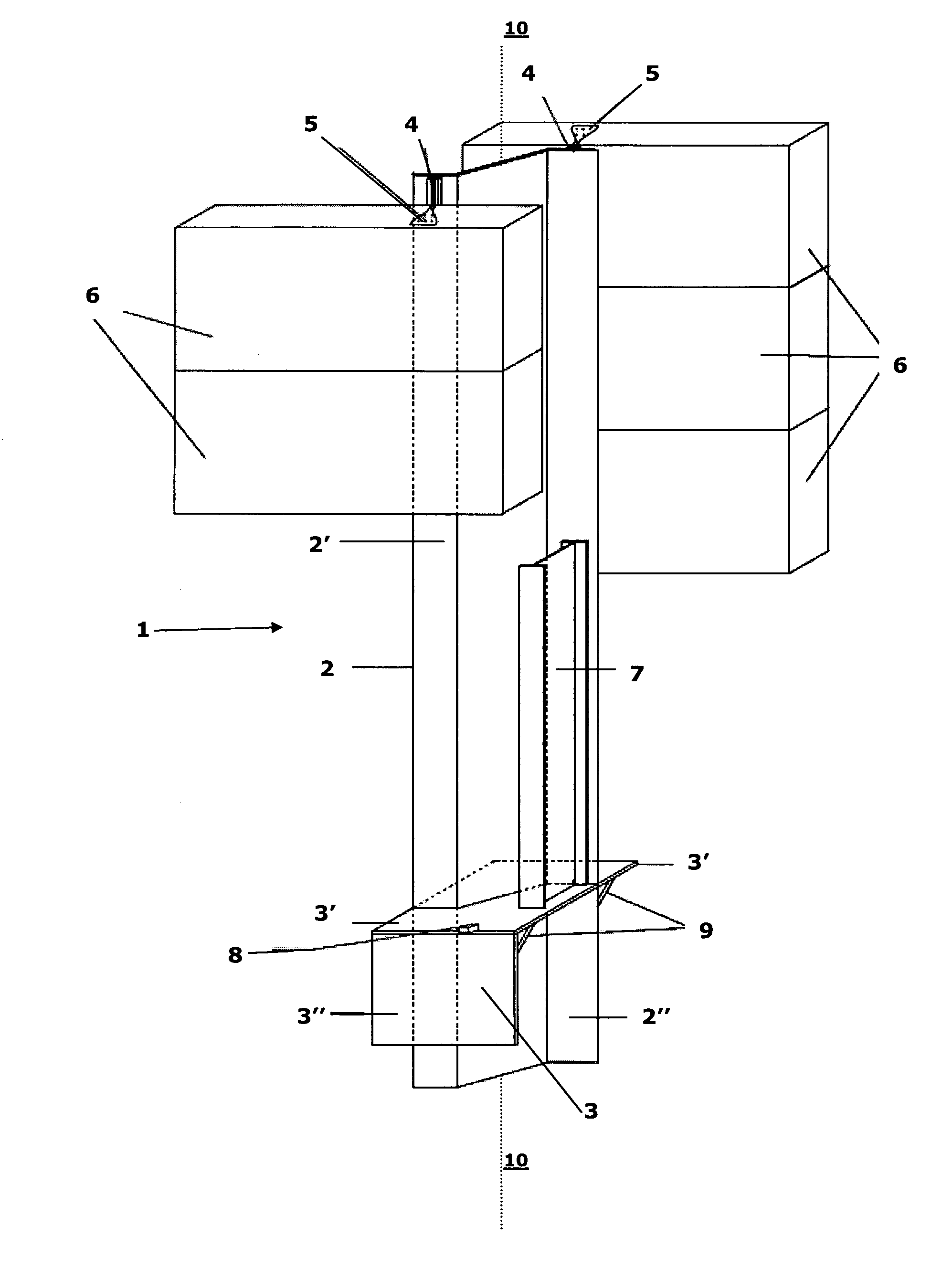 Supporting structure for an Anti-noise barrier wherein foundations and lifting post are realized in a single element and relative assembly method