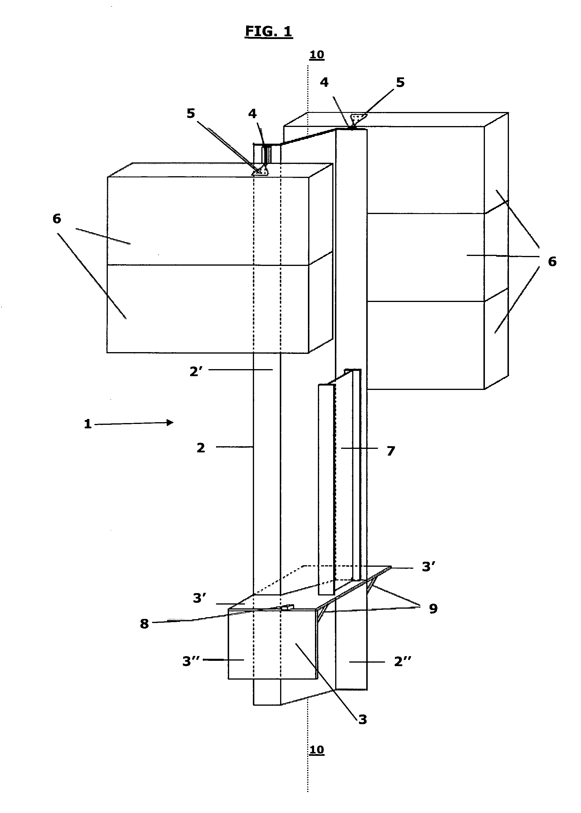 Supporting structure for an Anti-noise barrier wherein foundations and lifting post are realized in a single element and relative assembly method