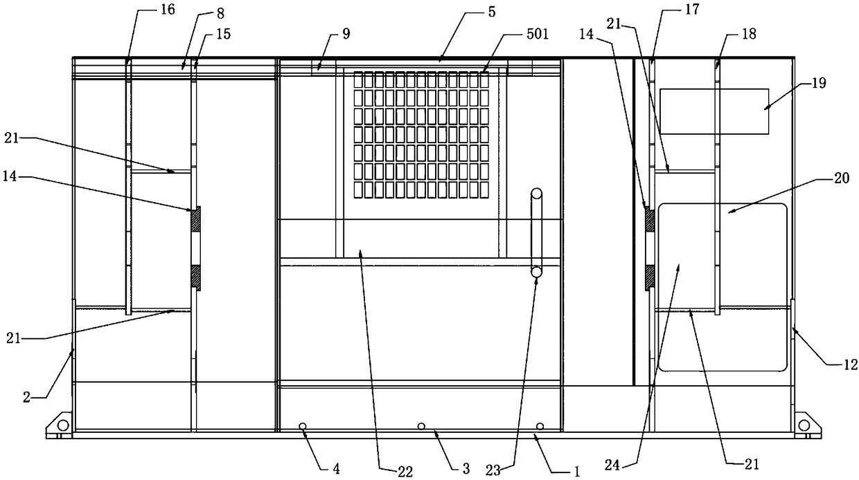 Arc-shaped box body and an arc-shaped sliding door of a stranding machine