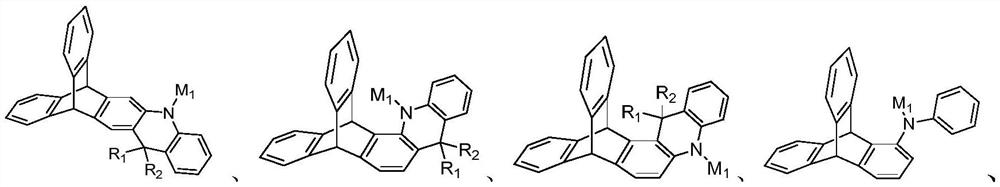 Triptycene D-A type thermal activation delayed fluorescence material, electronic device and application thereof