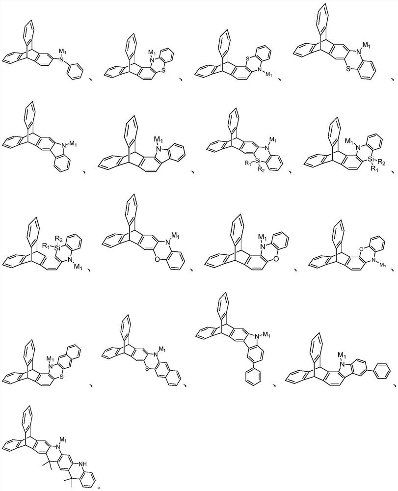 Triptycene D-A type thermal activation delayed fluorescence material, electronic device and application thereof