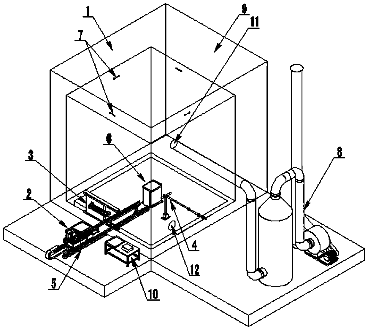 An intermittent fixed explosives incineration treatment device