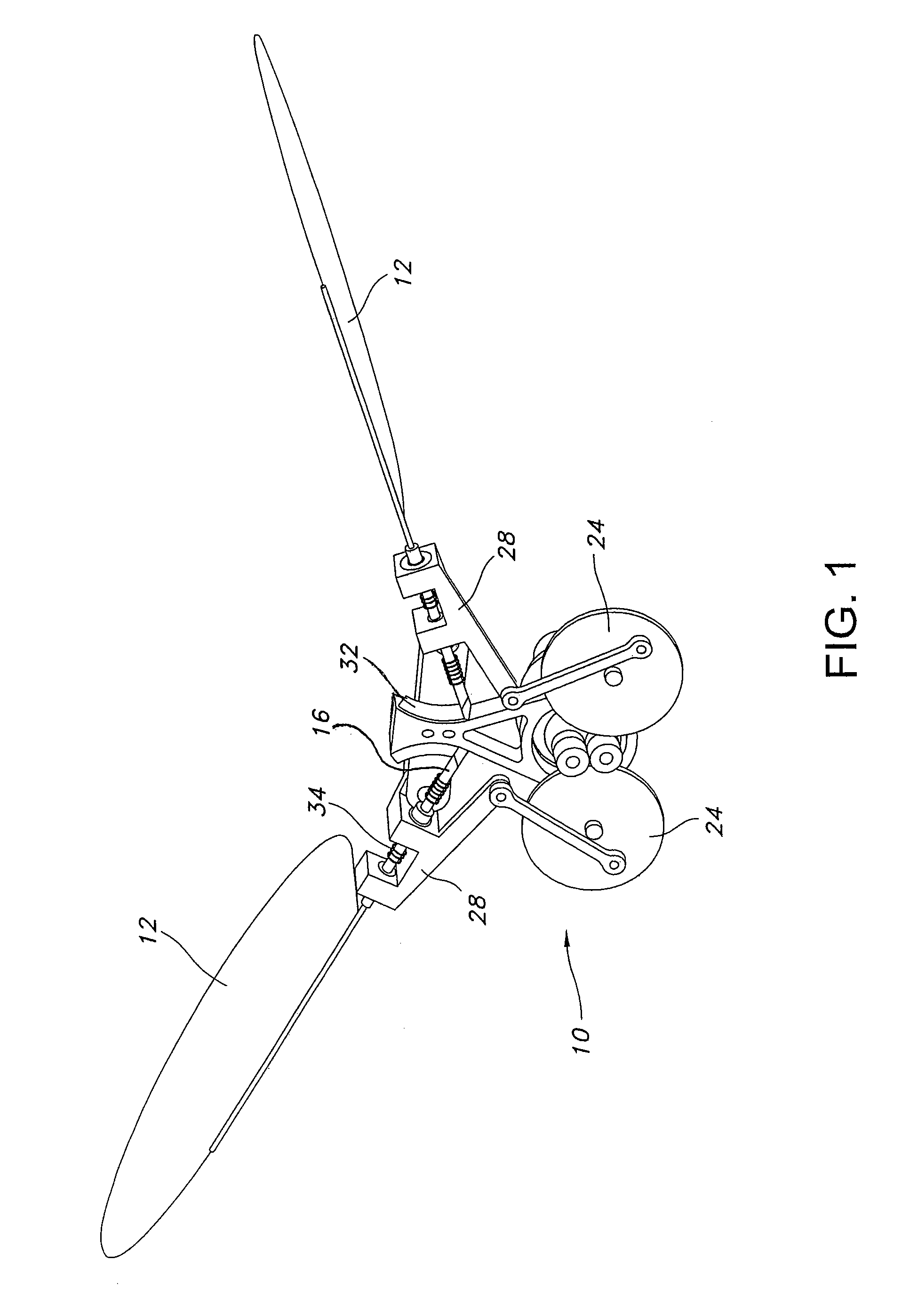 Mechanism for biaxial rotation of a wing and vehicle containing such mechanism