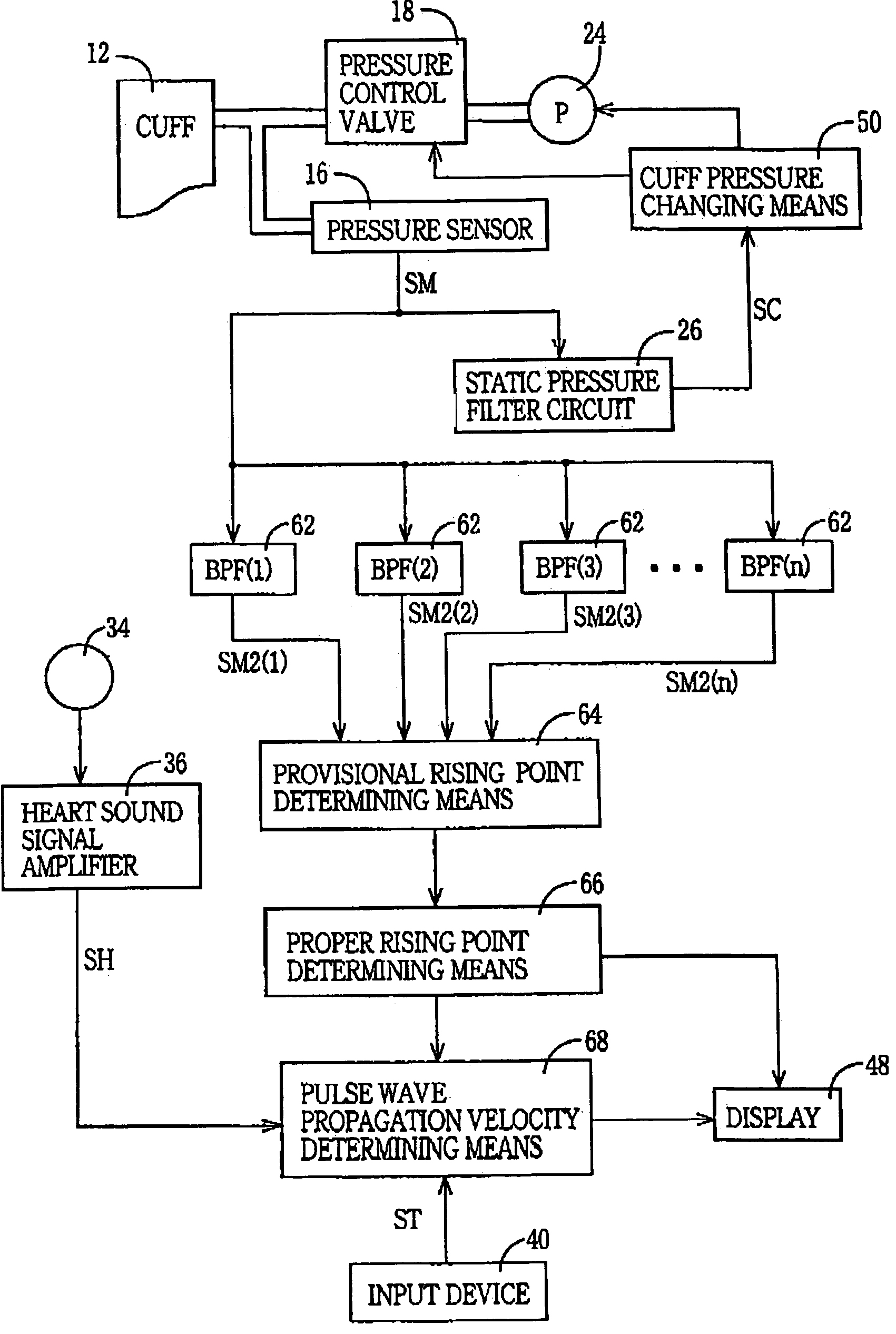 Filter for use with pulse-wave sensor and pulse wave analyzing apparatus