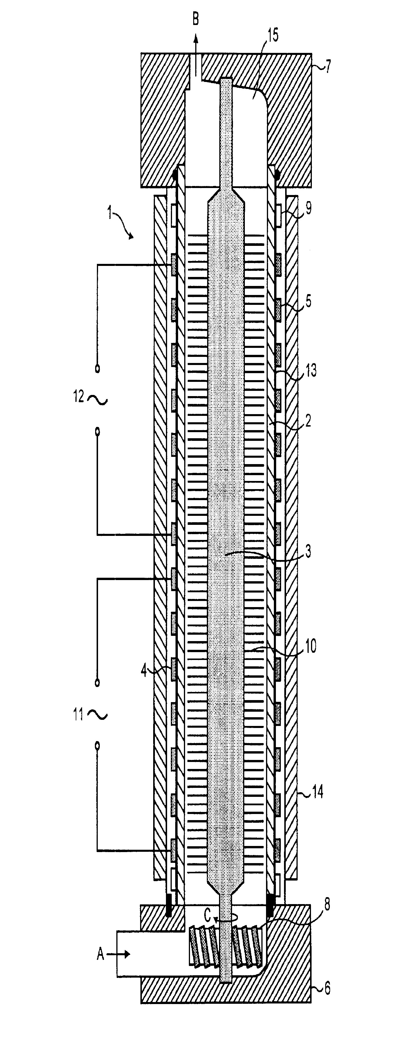 Process and module for heating liquid