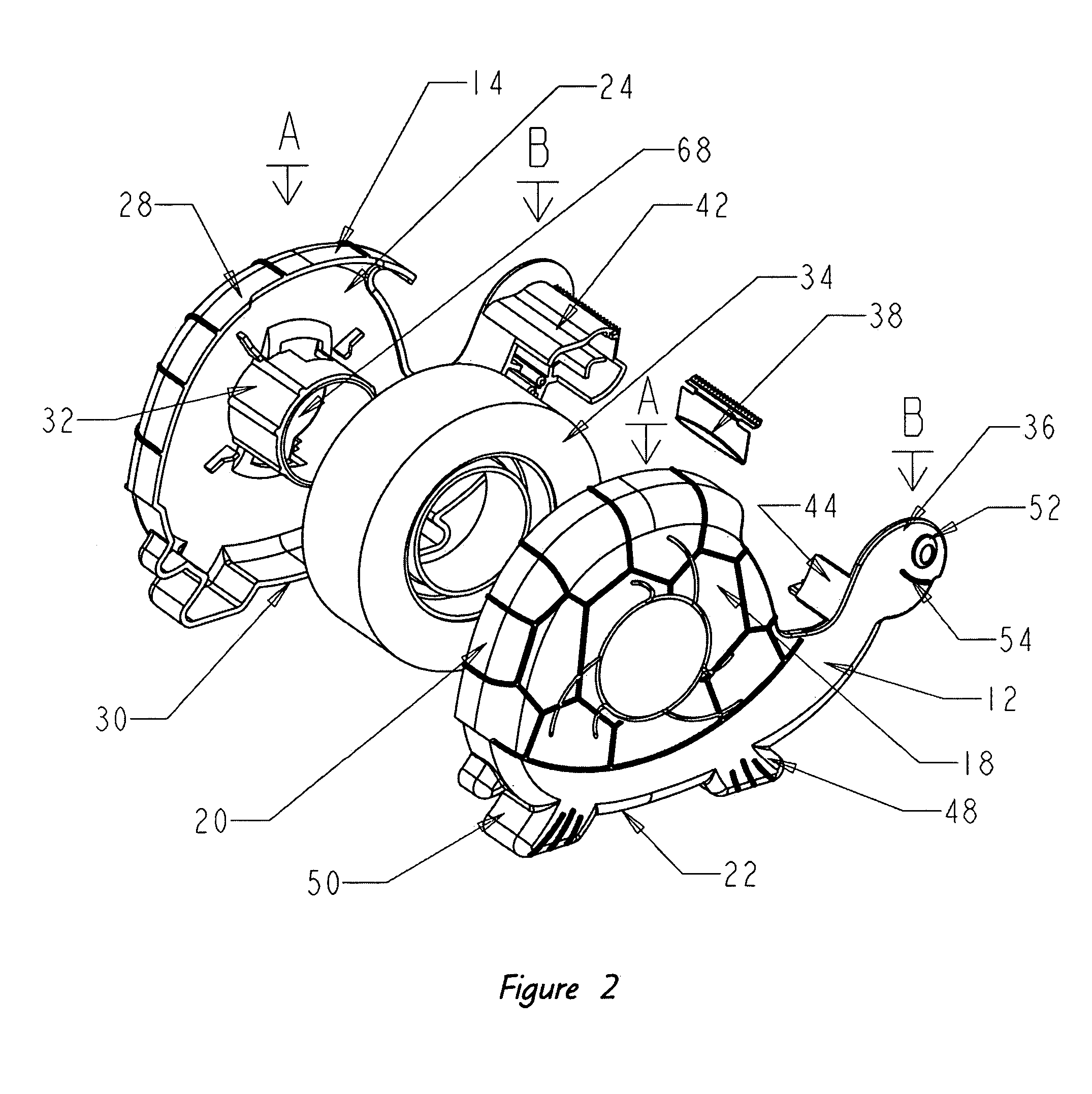 Tape dispenser with configured side walls