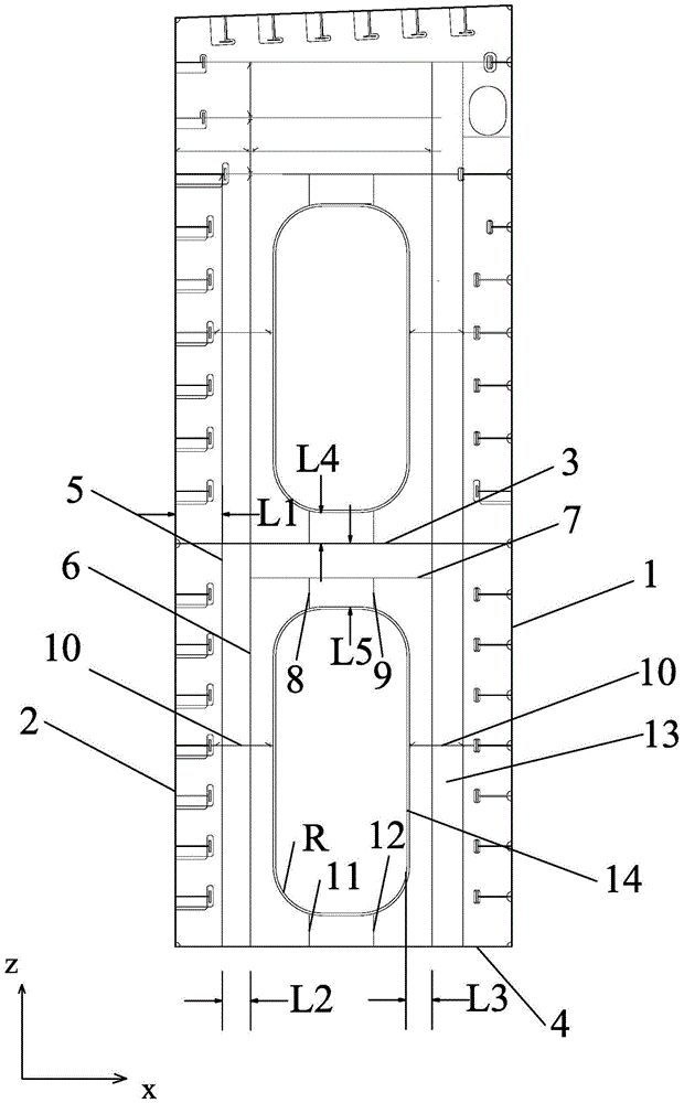 Wide-body double-side skin and double-bottom ship based on the large opening of the floor plate in the ballast tank