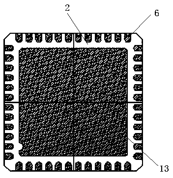 Ceramic quadrilateral leadless flat packaging shell used for integrated circuit packaging