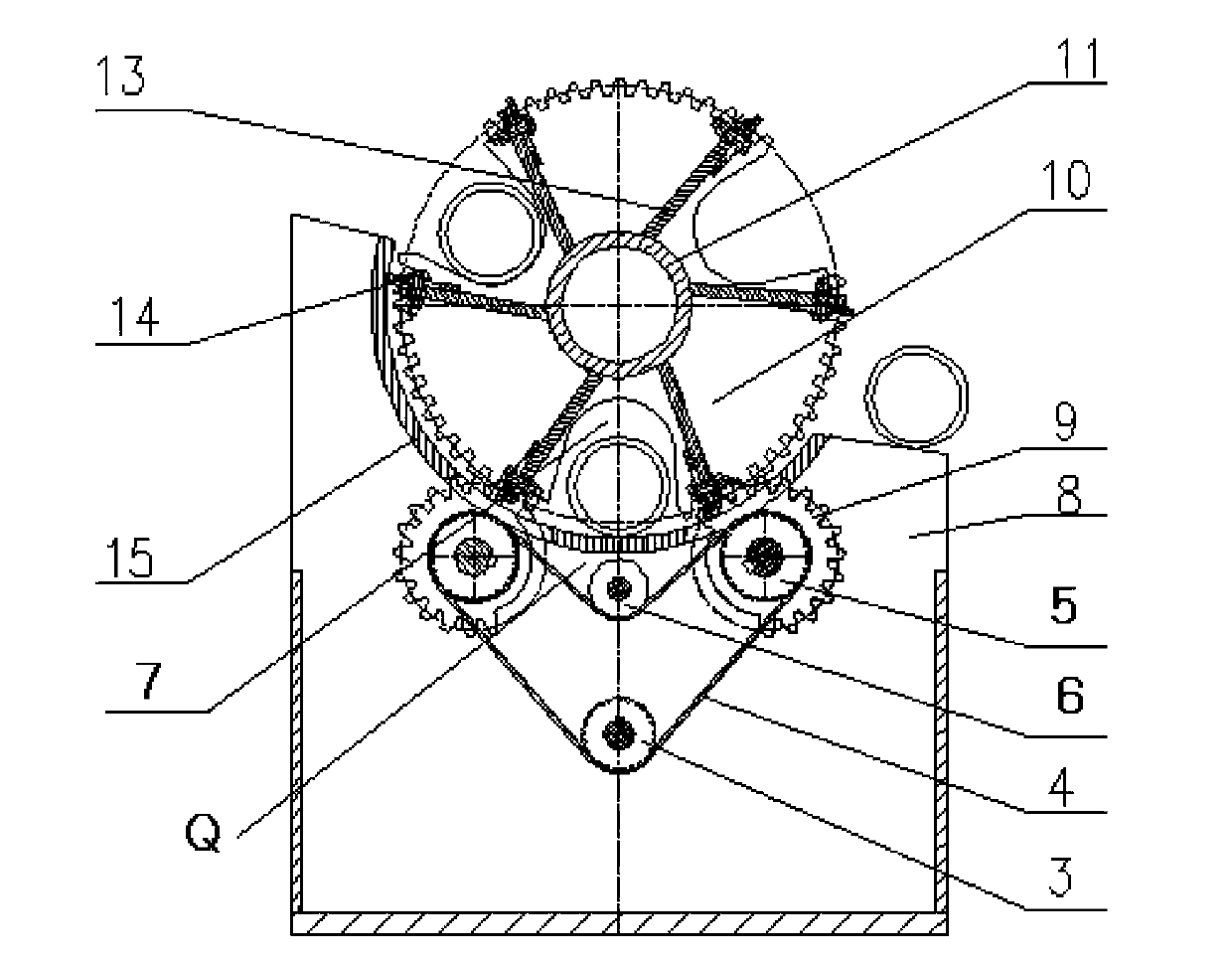 Downward-drive type device for removing dust on inner surface of steel pipe