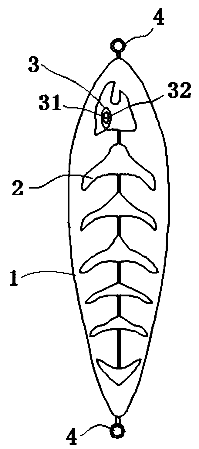 Luminous fishbone-pattern bionic fishing bait and preparation method thereof