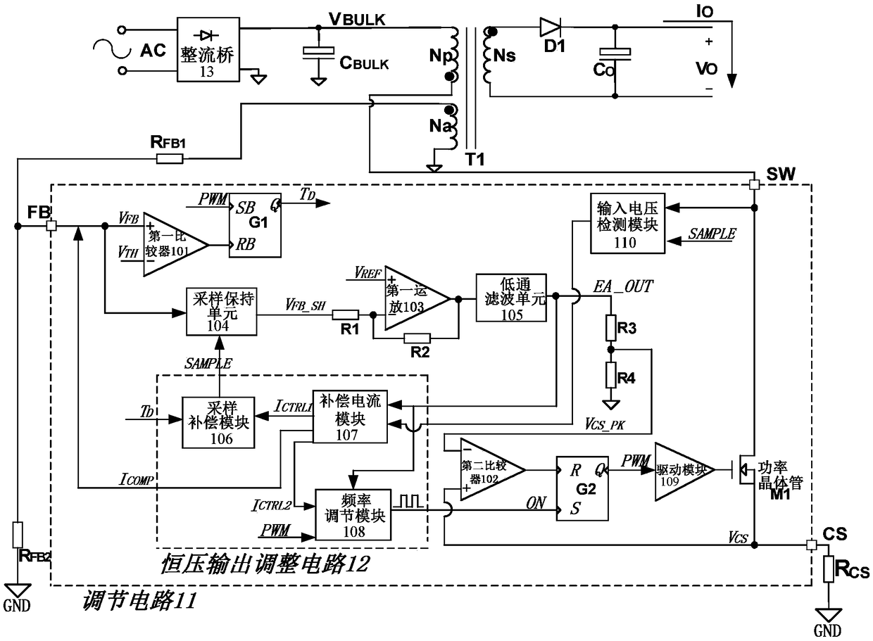 Adjusting circuit for switching power supply constant voltage output