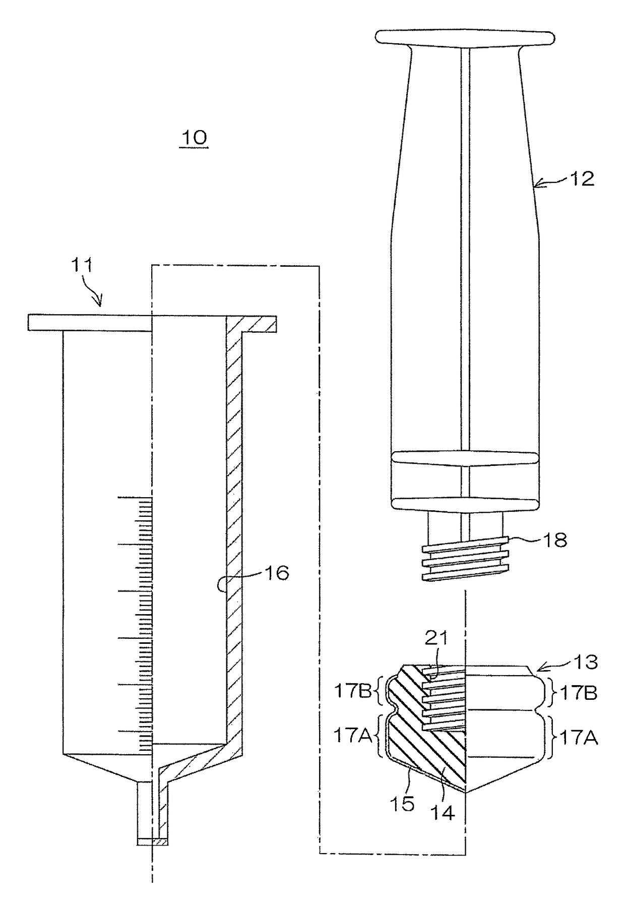 Gasket to be used for medical syringe, and medical syringe