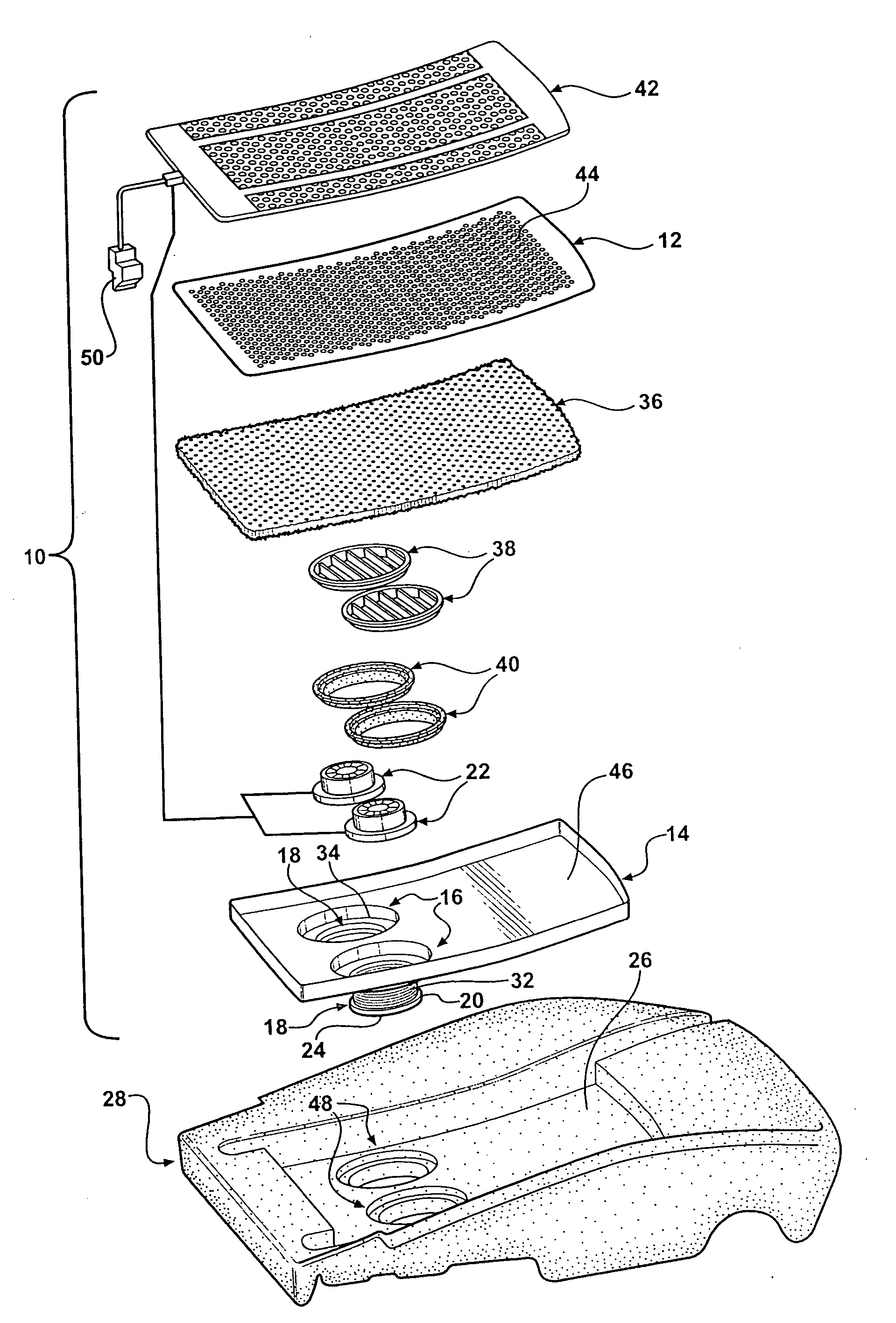 Modular comfort assembly diffuser bag having integral air mover support