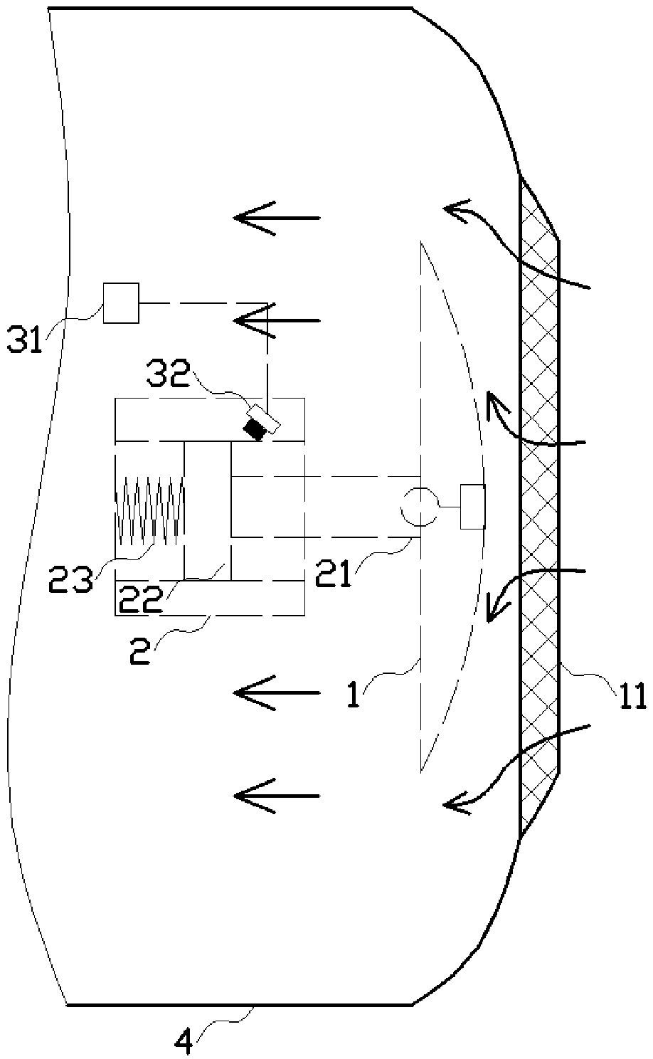 Automatically-regulating new energy vehicle intake grille device