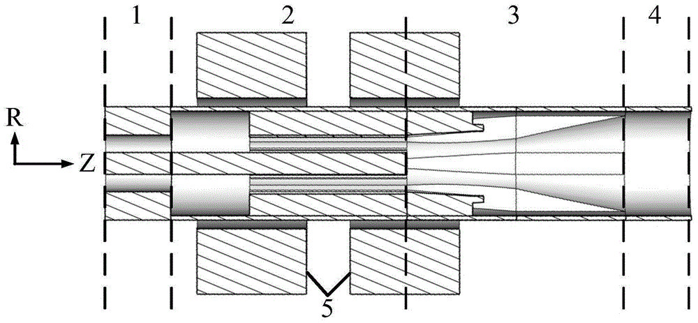 Relativistic Magnetron with Compact Axial Output Te11 Mode