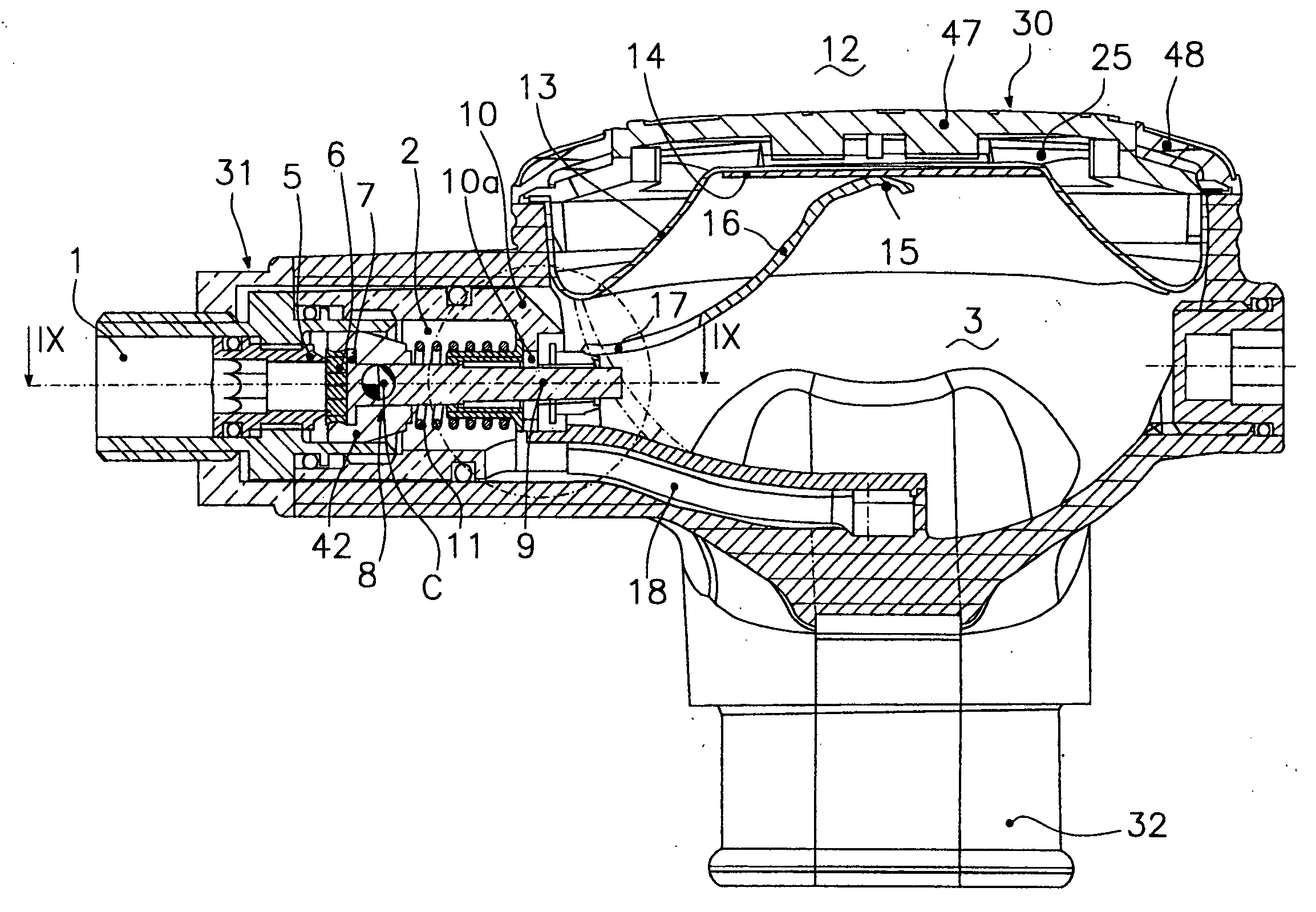 Second-stage regulator for scuba divers