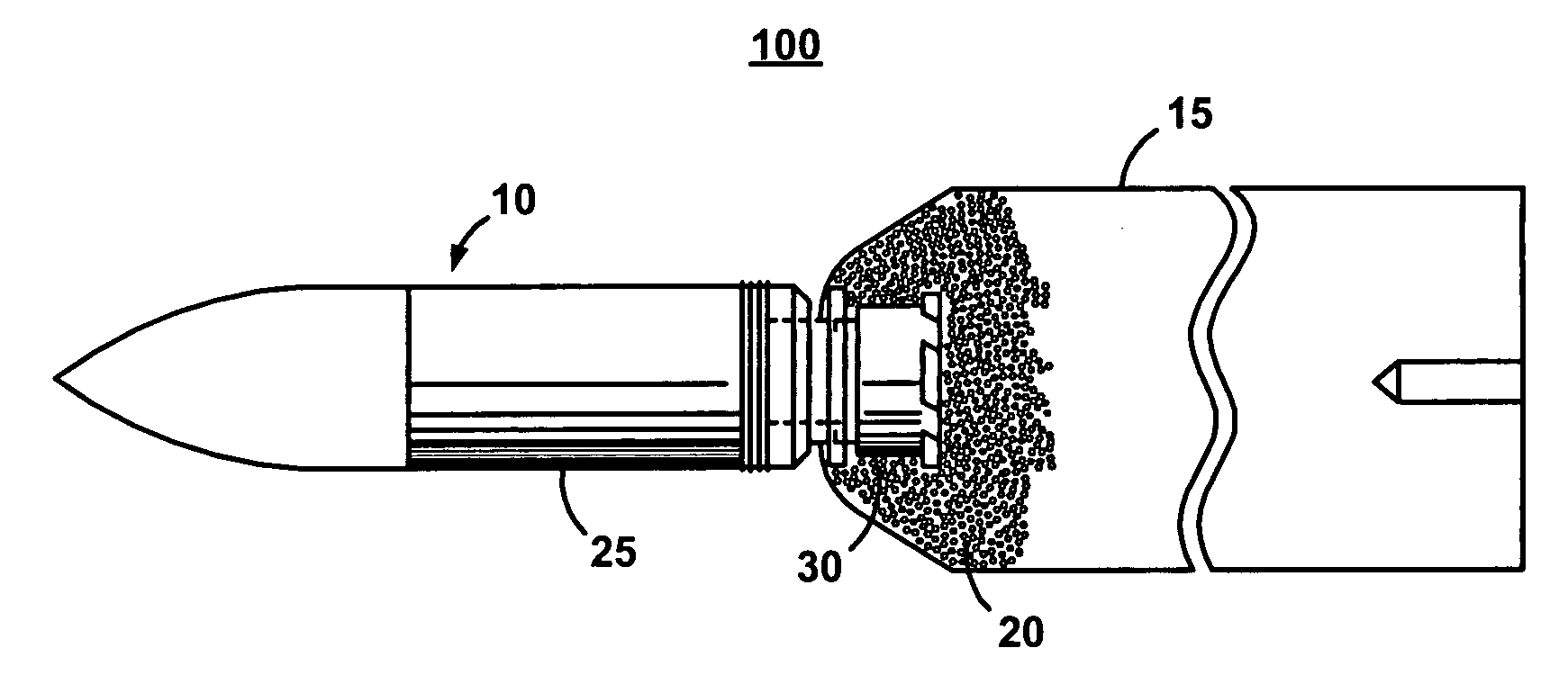 A finless training projectile with improved flight stability over an extended range