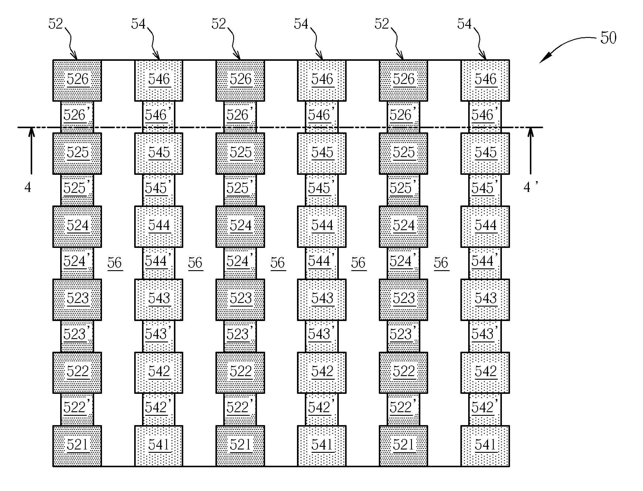 Vertically-stacked plate interdigital capacitor structure