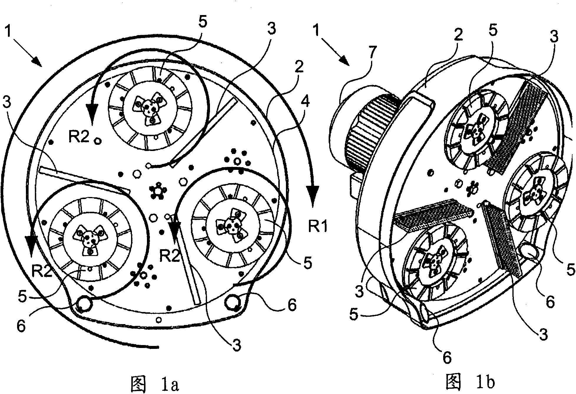 Device and method for improved collection of dust in treatment of floor surfaces