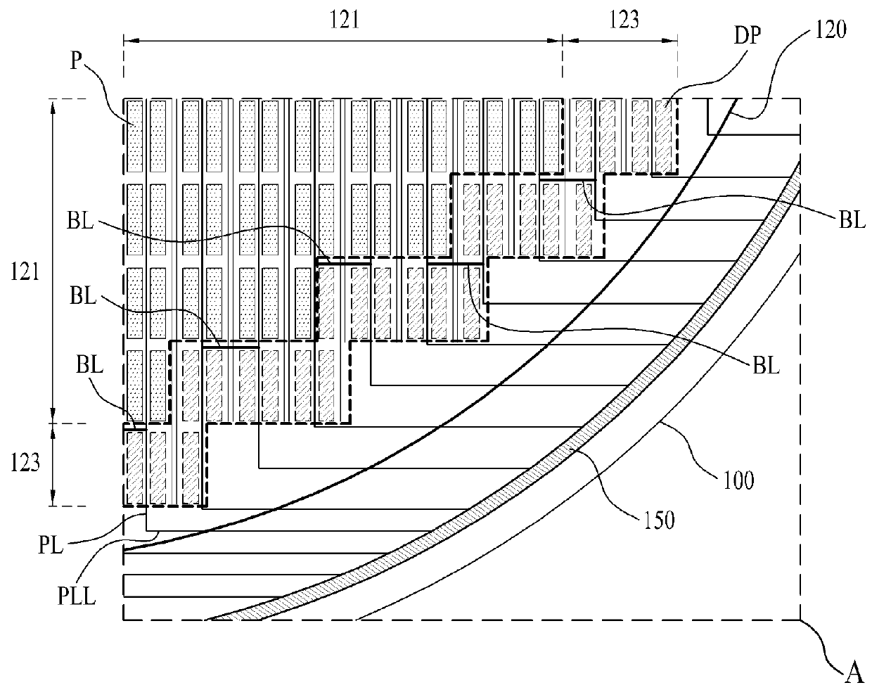 Bridge lines for powering a small form factor OLED display device