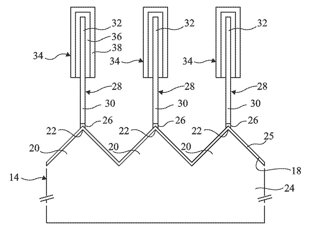 Optoelectronic device comprising three-dimensional semiconductor elements and method for the production thereof