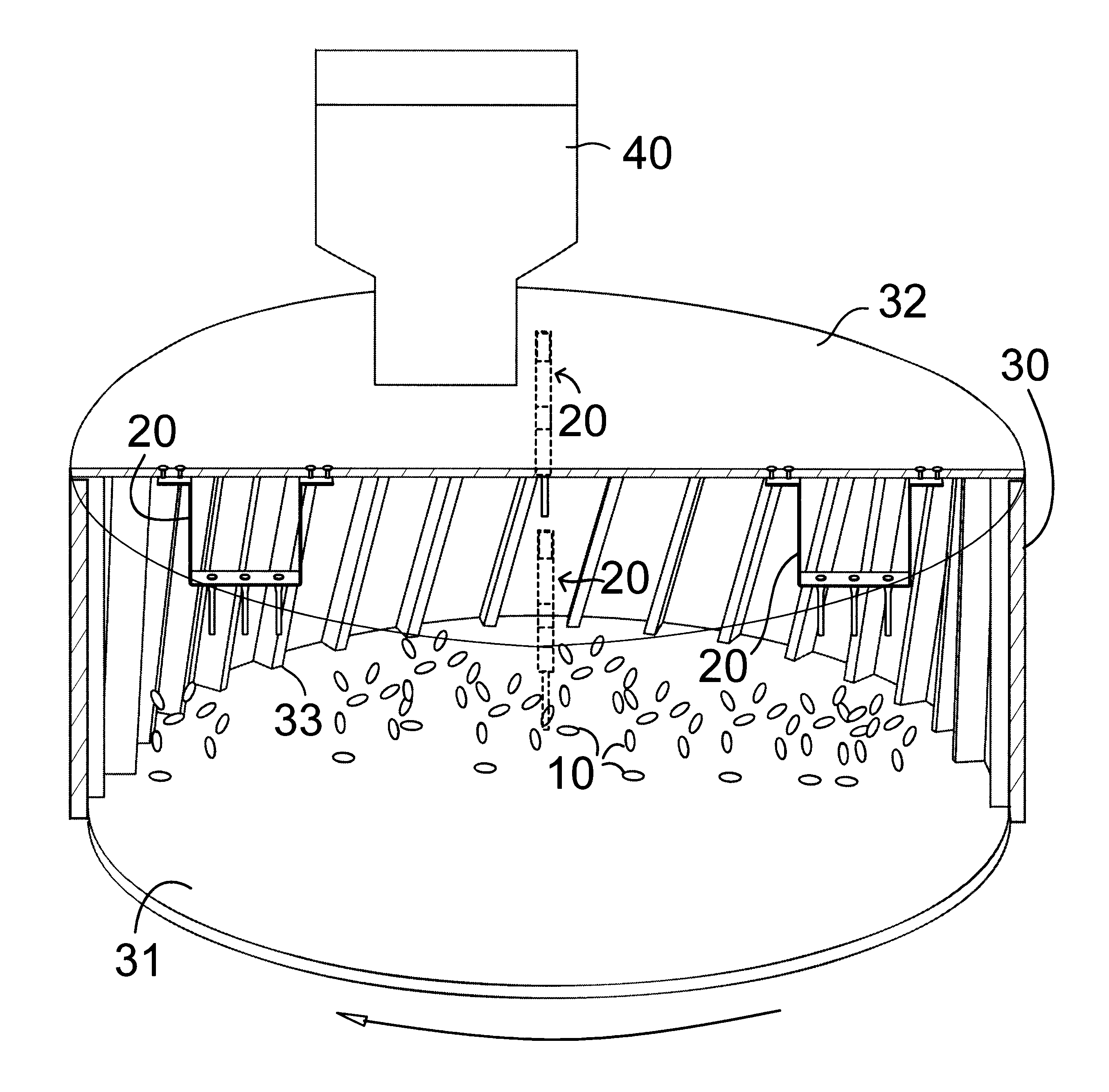 Nut hulling tub agitating fingers