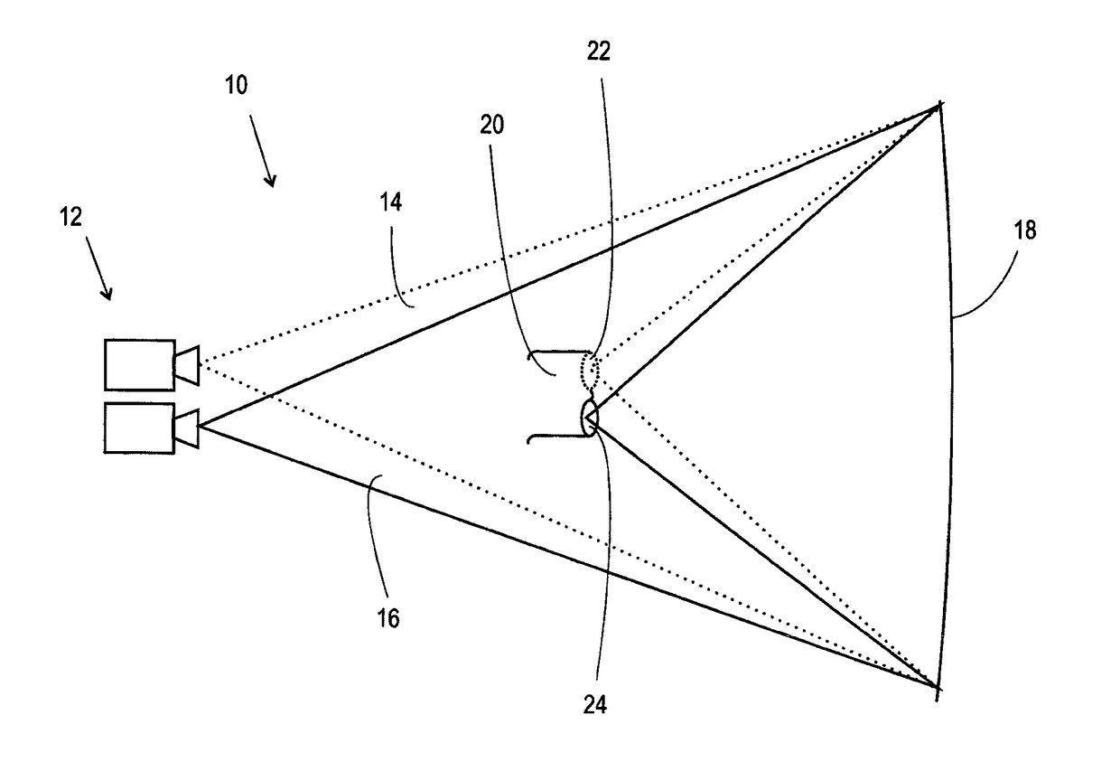 Viewing device, stereo projection system, and use of cyanine dyes in a supramolecular J-aggregate configuration