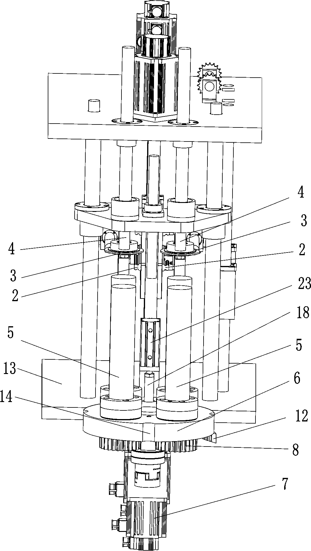 Efficient and compact vacuum cup necking machine