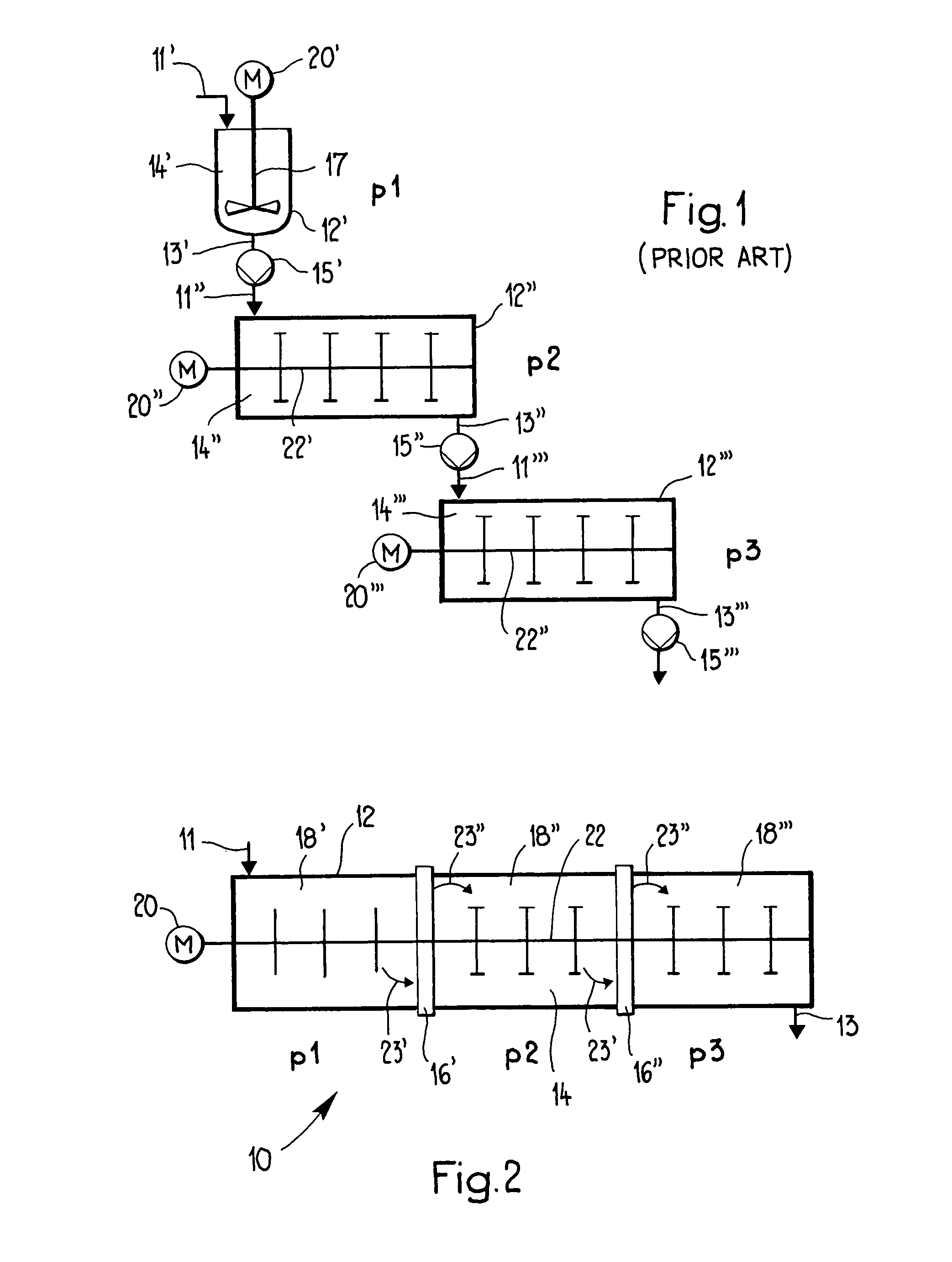 Large-volume reactor having a plurality of process spaces