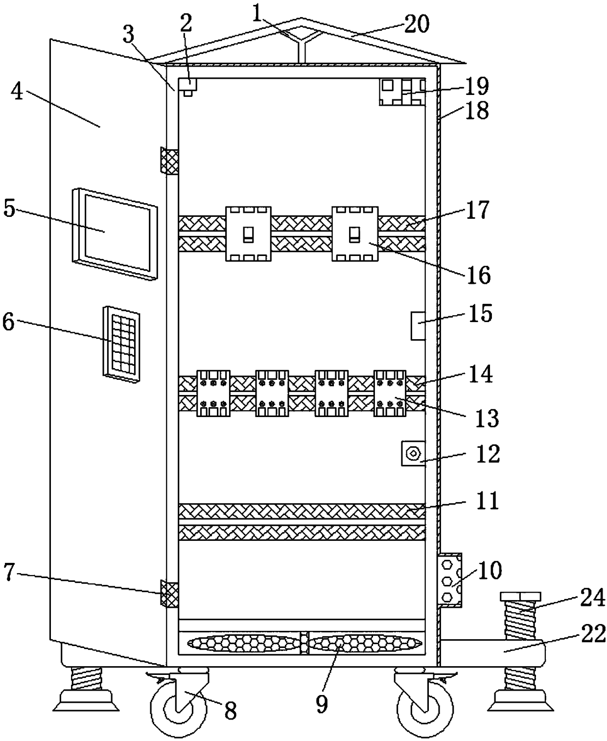 Mobile station-type outdoor power distribution cabinet