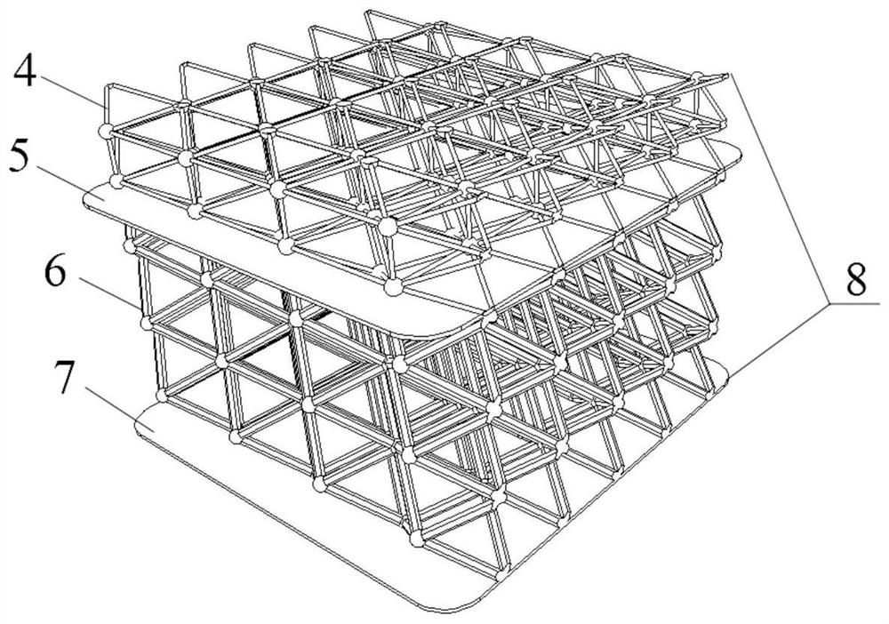 Metal dot matrix reinforced ablative material sandwich plate structure