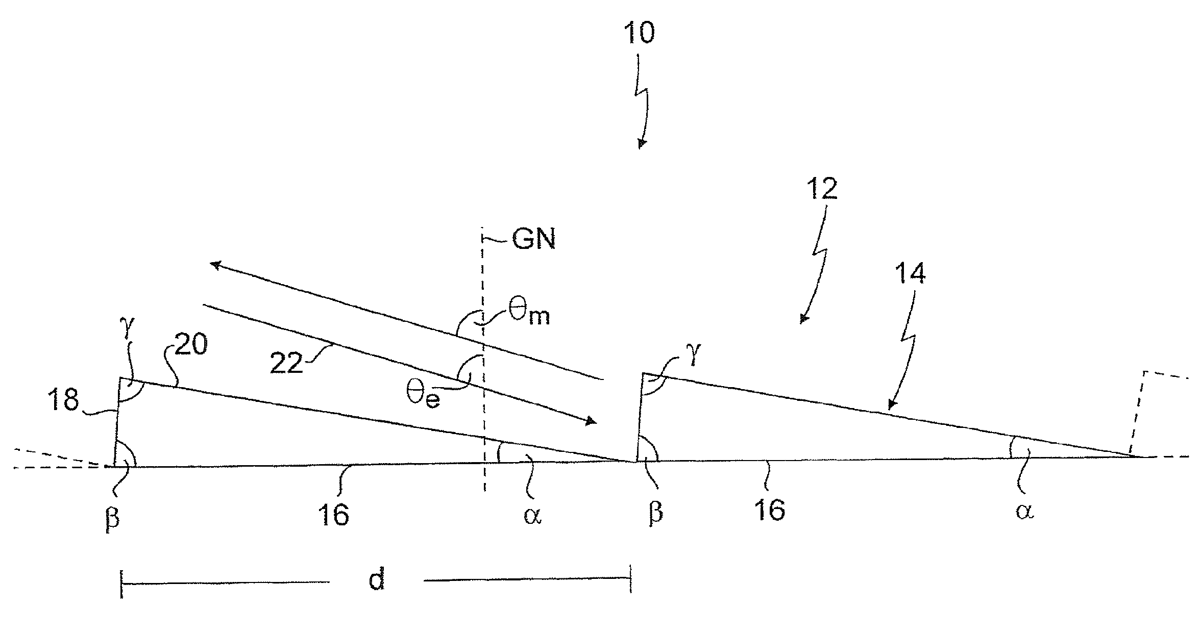 Optical arrangement, method of use, and method for determining a diffraction grating