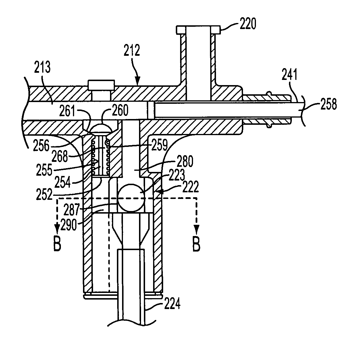 Proximal catheter assembly having a relief valve