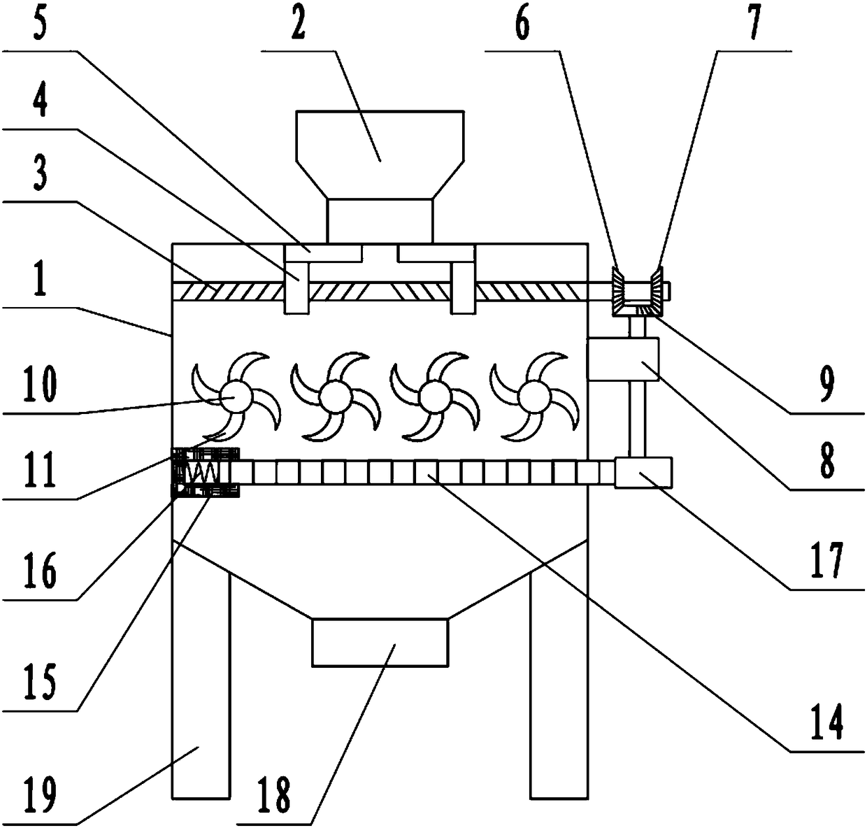 Feed crushing device capable of intermittently unloading