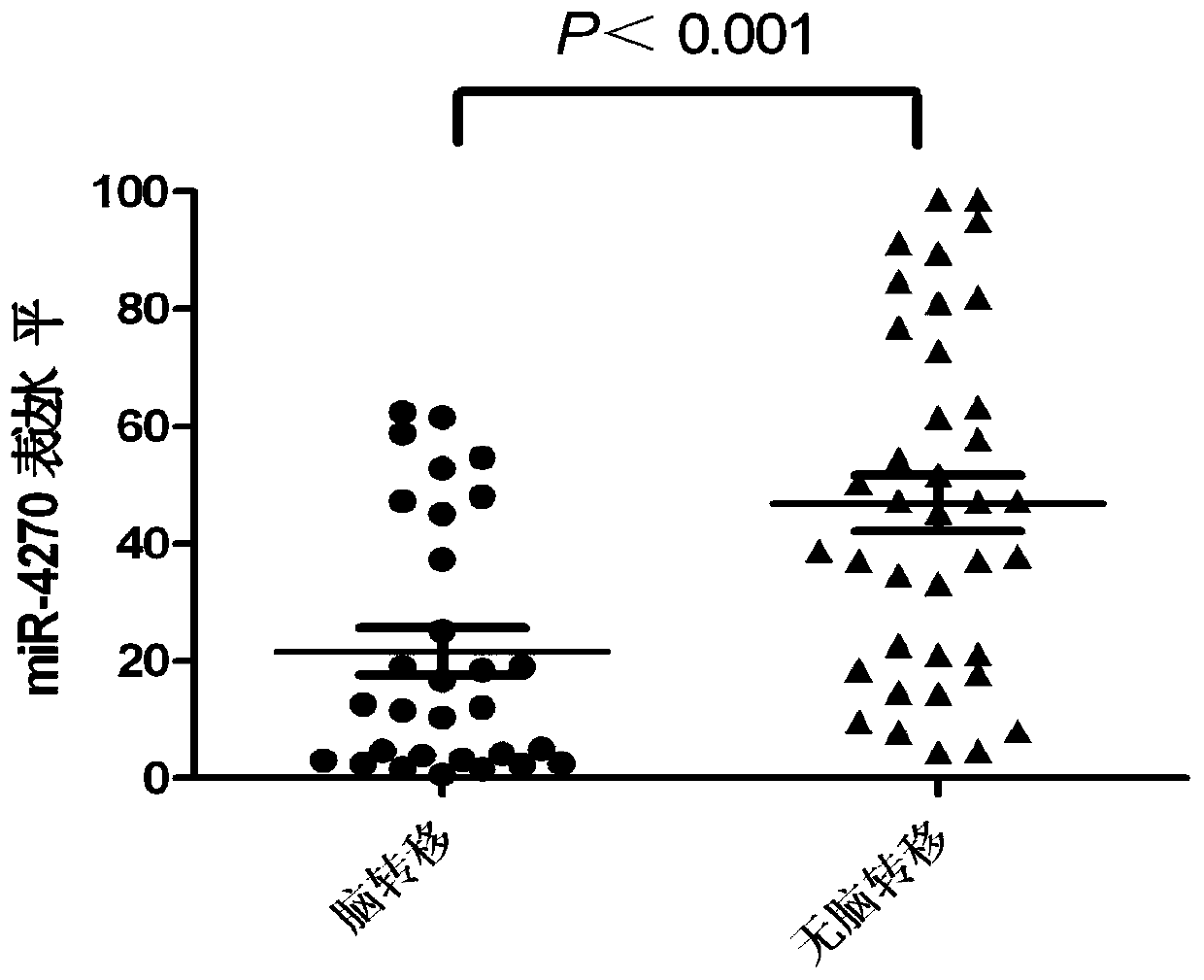 Molecular marker mir-4270 for predicting lung cancer brain metastases and its application in drugs and diagnostic kits