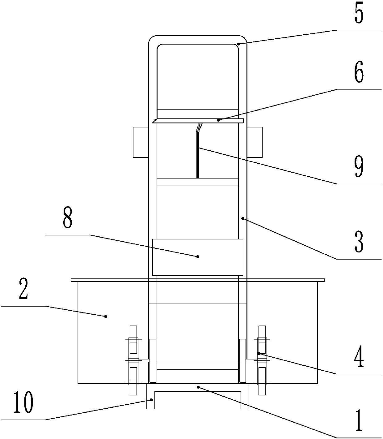 Transformer substation operation and maintenance pull rod tool cart of three-idler-wheel structure