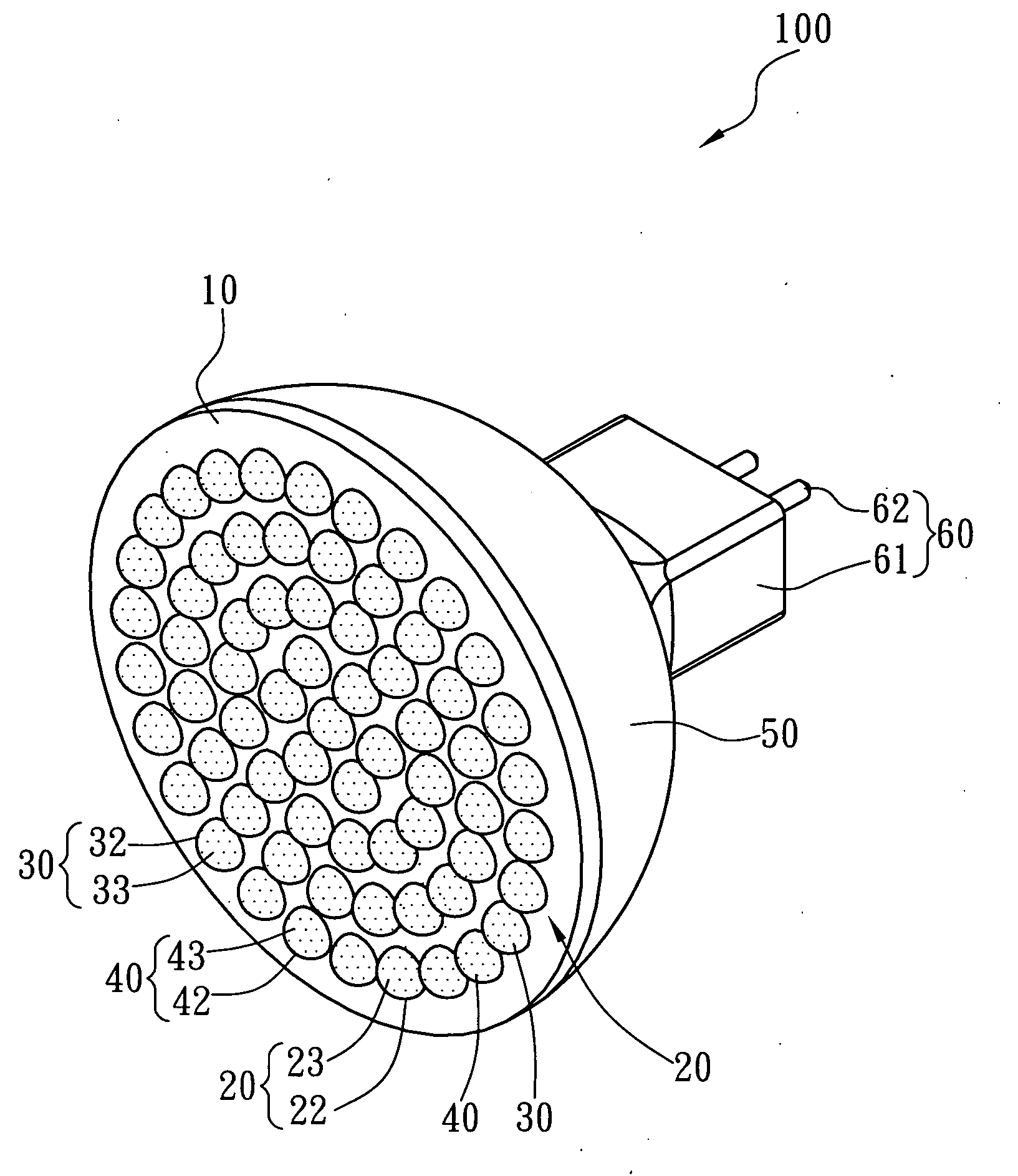 LED-based lighting module for emitting white light with easily adjustable color temperature