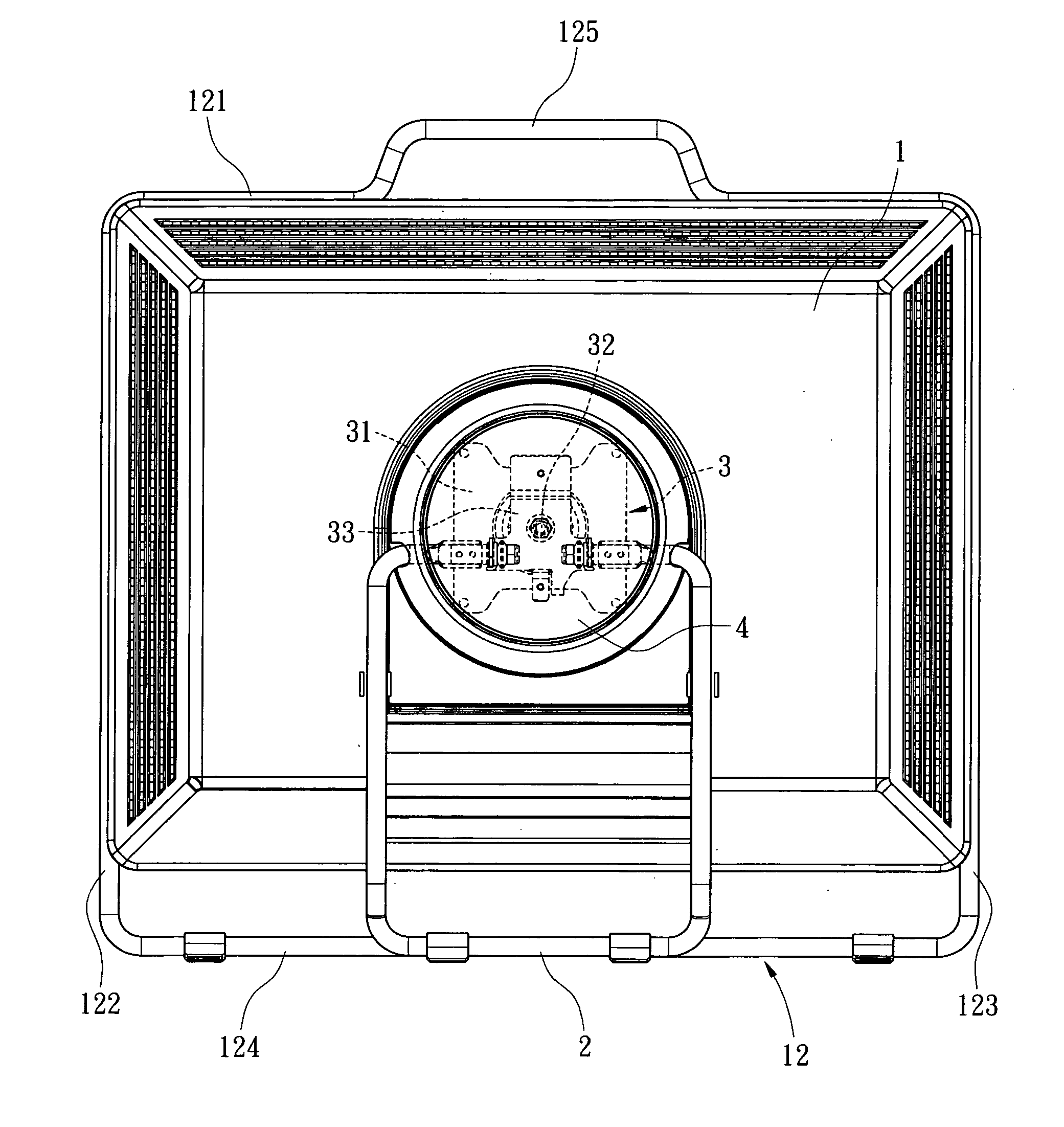 Monitor supporting and rotating structure
