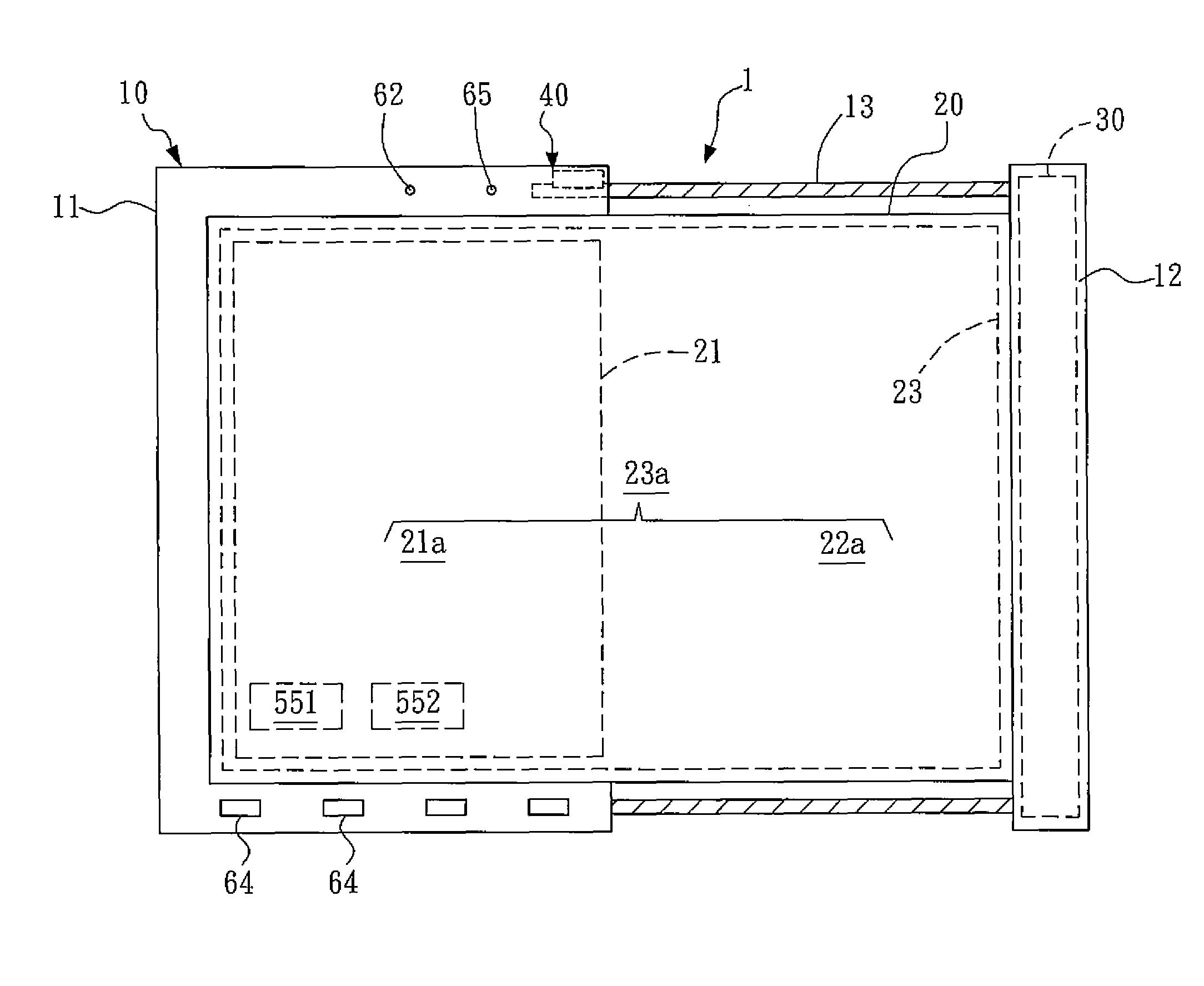 Hand-held electronic device having rolled-up screen and display method thereof