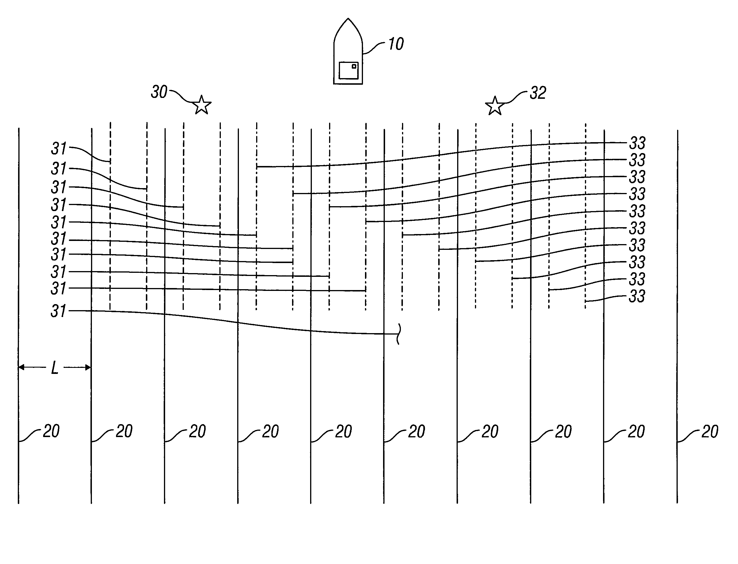 Method for seismic surveying using wider lateral spacing between sources to improve efficiency