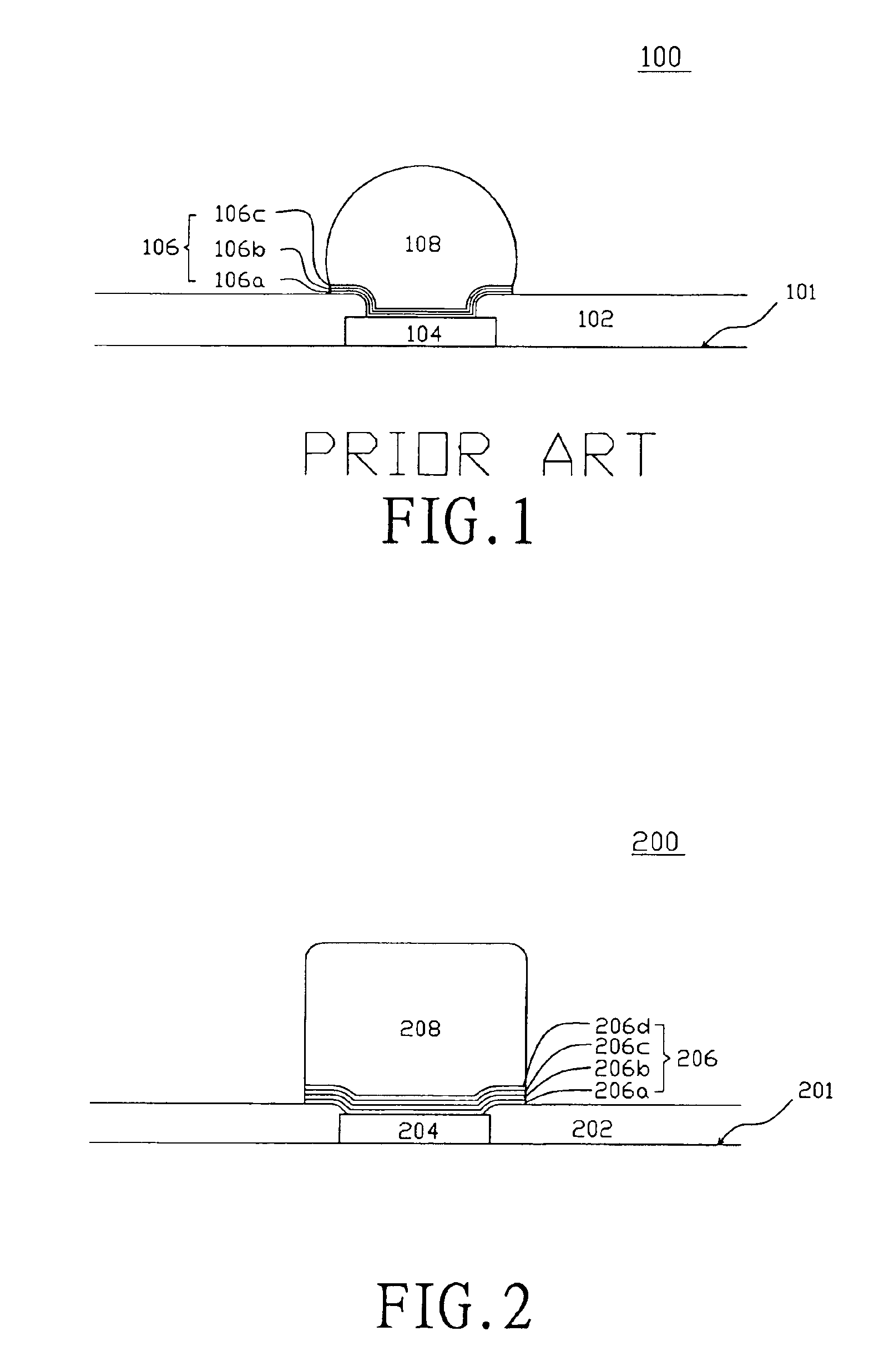 Under bump metallization structure of a semiconductor wafer