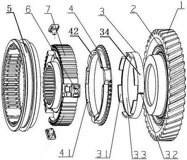 Simultaneous ring and double-ring single-conical-surface synchronizer