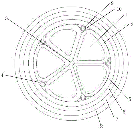 Multilayer segmented conductor type water-blocking power cable with built-in cable