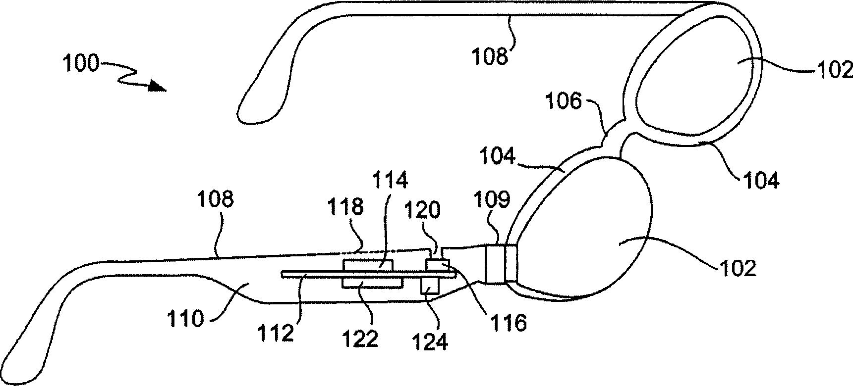 Eyeglasses, eyeglasses frame, radiation monitoring method and electronic circuit for radiation monitoring