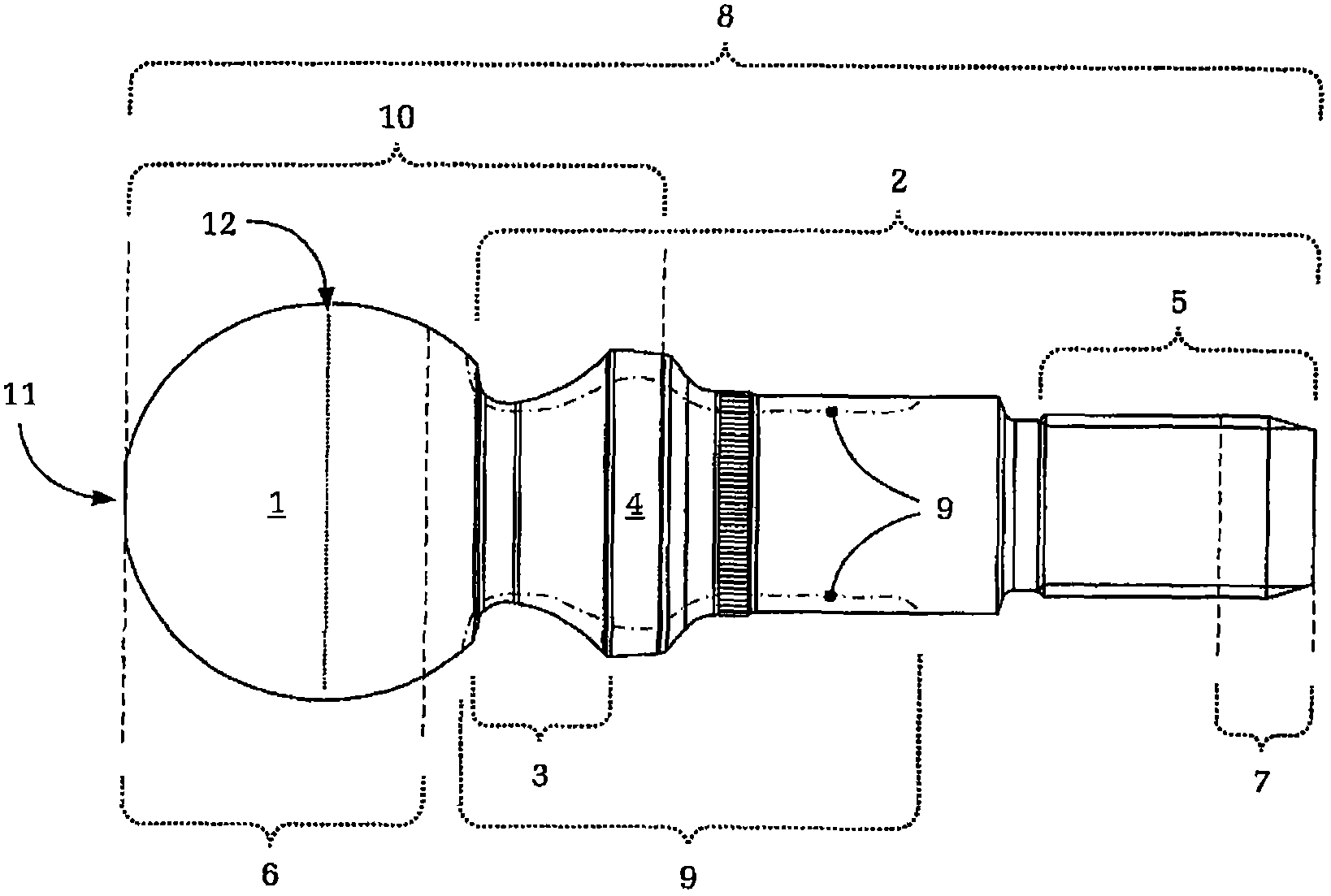 Ball pin and ball joint