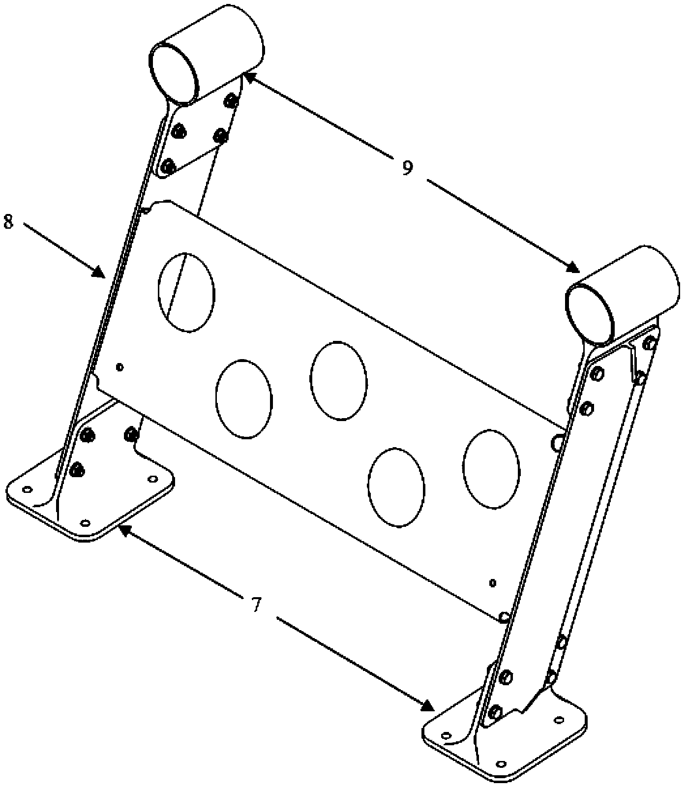 Supporting structure for mounting stretcher on helicopter