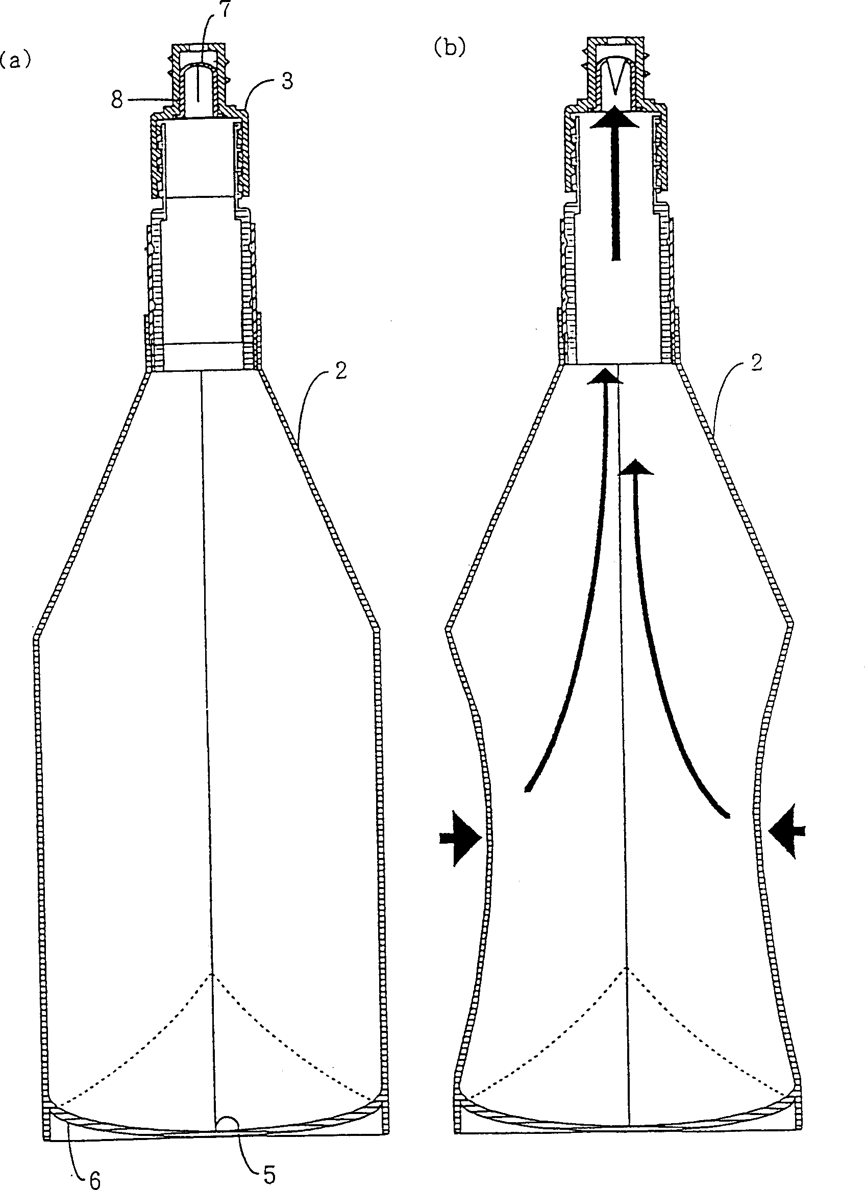 Self-standing bag shape container with vacuum and flow rate control function