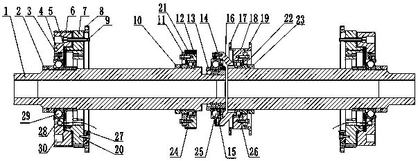 Shafting structure of a double-rotor testing machine for angular contact bearings