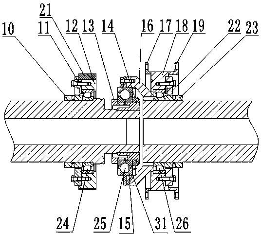 Shafting structure of a double-rotor testing machine for angular contact bearings